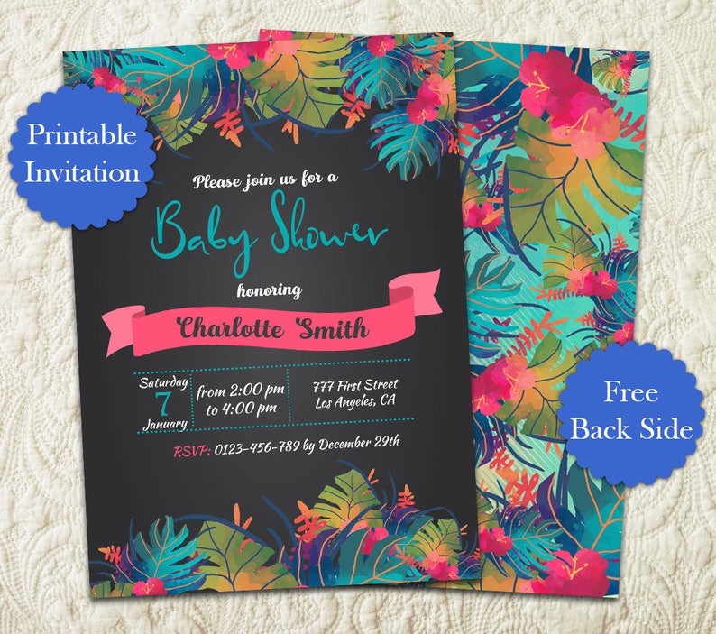 Tropical Summer Baby Shower Invitation Luau Baby Shower Etsy