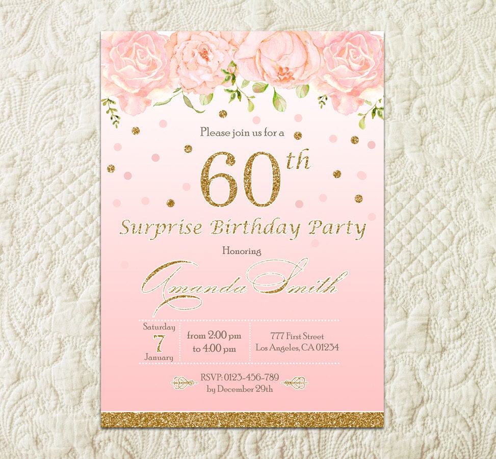 Surprise 60th Birthday Invitation For Women 60th Birthday | Etsy