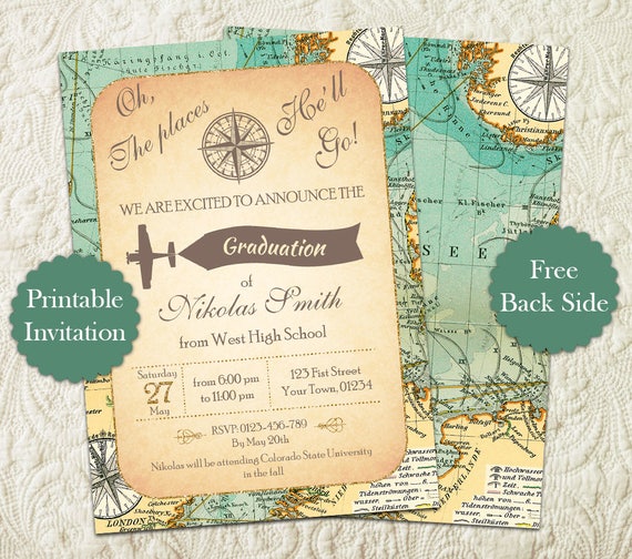 Oh The Places You Ll Go Graduation Party Invitation Etsy