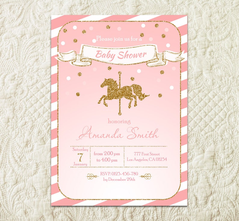 Carousel Baby Shower Invitation Carnival