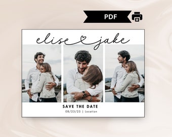 Print at home | PDF Script Save The Date | Heart Minimalist Save The Date|