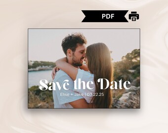 Print at Home | Minimalist Save The Date | Modern | Photo Save the Date | PDF deliverable