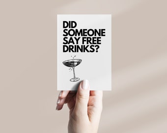 FREE DRINKS Save The Date | Minimalist | Modern | Bold Save The Date | Illustrated | Printed Save the Date | PDF