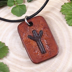Pingente de couro com runa de proteção Elhaz, joia medieval celta, colar masculino e feminino, cordão preto viking, esotérico pagão, magia wicca