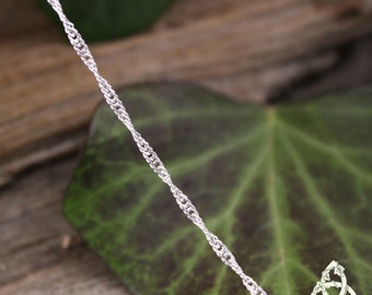 Chaine en Argent massif maille gourmette torsadée, longueur 45 cm, pendentif féerique, collier elfique, épaisseur 1,5 mm, médiéval fantasy