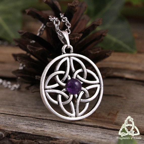 Celtic Knot Necklace Triquetra Amethyst Purple Silver | Etsy Australia