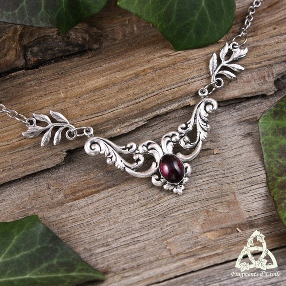Collier Elfique Fantaisie - Pendentif 5cm Zircon, Chaîne 53cm Acier Hypoallergénique - Bijou Mystique Cadeau Femme