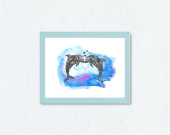 Art print Dolphin pair