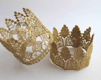 Gold Lace Crown Lace Crown Headband Lace Crown Decoration First Birthday Gold Crown Gold Lace Crown Cake Topper