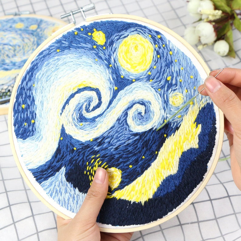 Starry Night Hand Embroidery Pattern Starry Night Hand Embroidery Pattern