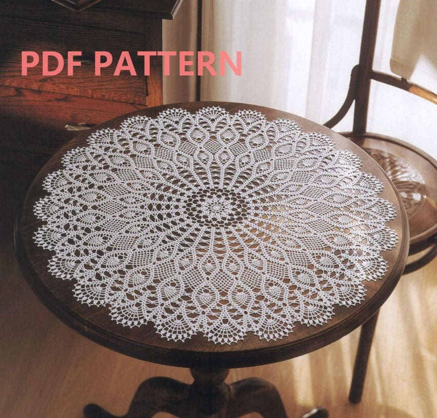 Vintage Lace Crochet Round Table Center Doily Pattern Instant Etsy