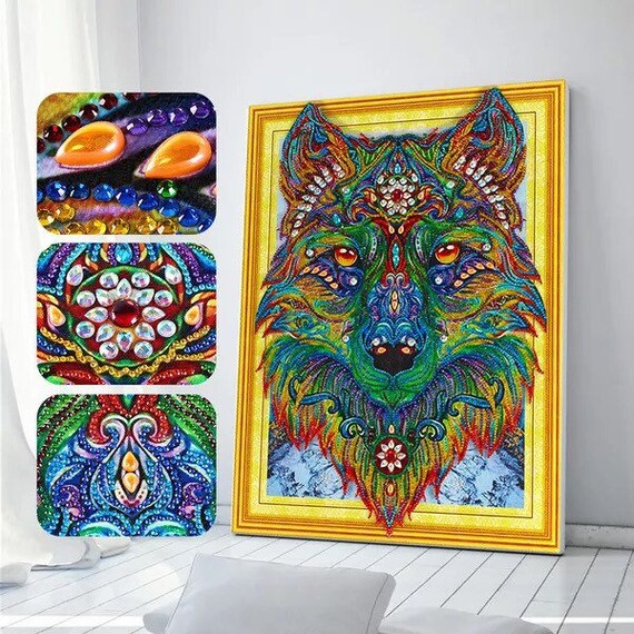 Mandala Wolf Diamond Painting Kit Special Drill Diy Rhinestone Mosaic Canvas Home Wall Decor