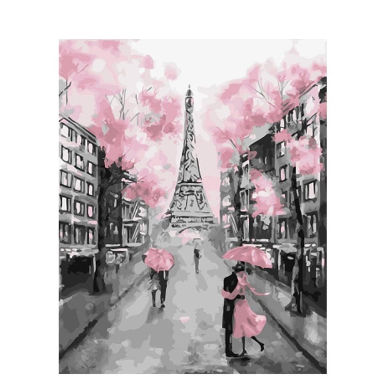 Paris Eiffel Tower DIY Paint by Number Kit Framed/ Unframed Etsy
