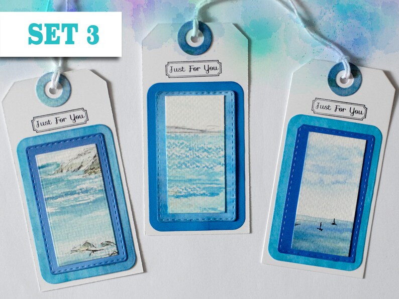 Set 3 - 3 gift tags featuring watercolour paintings of Cornish coastal scenes