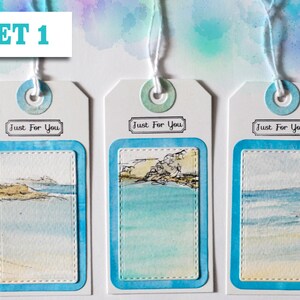 Set 1 - 3 gift tags featuring watercolour paintings of Cornish coastal scenes