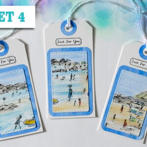 Set 4 - 3 gift tags featuring watercolour paintings of Godrevy Beach