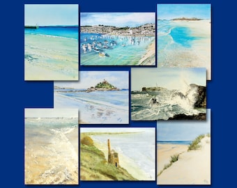 West Cornwall Cards : Set of 8 x A5 greeting cards from watercolour paintings
