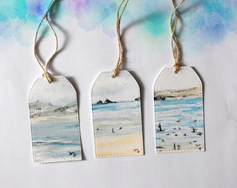 Cornish Coast Scenes Gift Tags from original watercolour paintings. Set of 3 tags