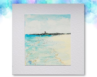 Godrevy beach greeting card - original watercolour painting