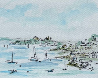 St Mawes painting : Original (not a print) A6 size, supplied mounted to fit 9" x 7" frame. Choose of paintings. Great gift.