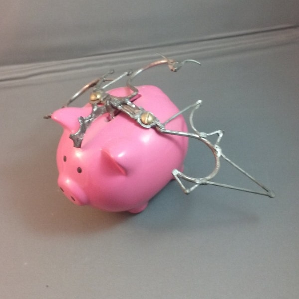 Punk rock steam punk flying pig