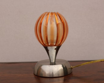 Extraordinarry Space Age Tischlampe / Atomic Lampe / Mid Century Light / Orange und Silber / 1970er Jahre