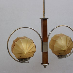 Art Deco Chandelier / Geometrically Amber Glass / Two Arms Chandelier/ 1930s