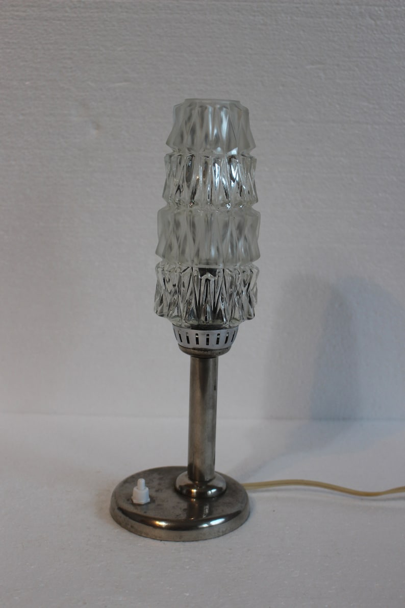 Vintage Mid Century Modern Lamp Vintage Desk Crystal Lamp Bedside Lamp Yugoslavia Lamp 1970s