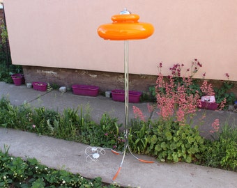 Mid-Century Vintage Floor Lamp / Orange Floor Lamp / Space Age Floor Lamp / Atomic / 1970s