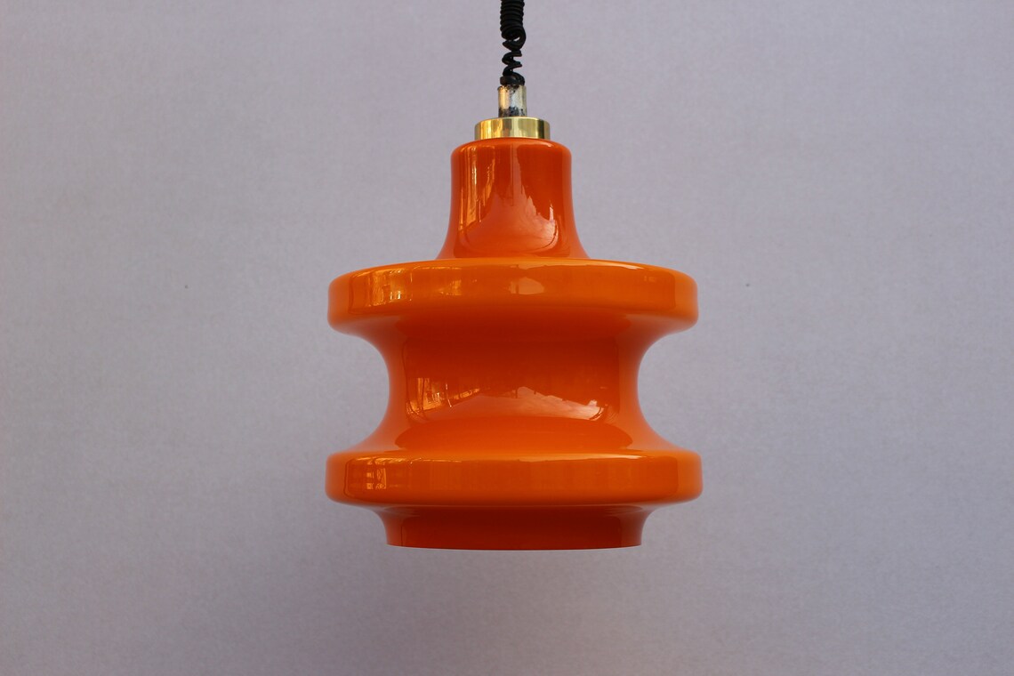 Space Age Orange Pendelleuchte / MCM Deckenleuchte / Retro | Etsy