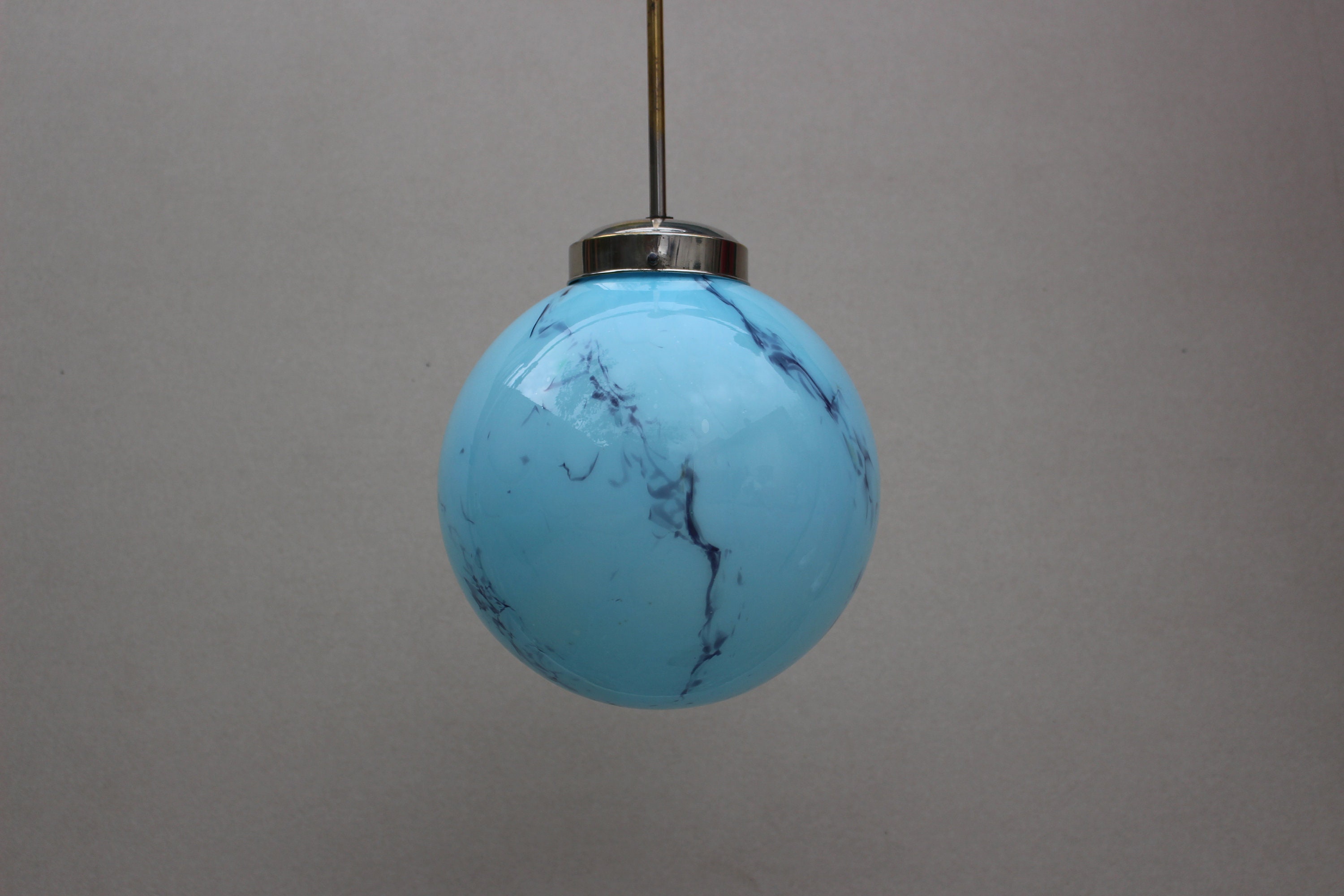 Blue globe pendant light best sale