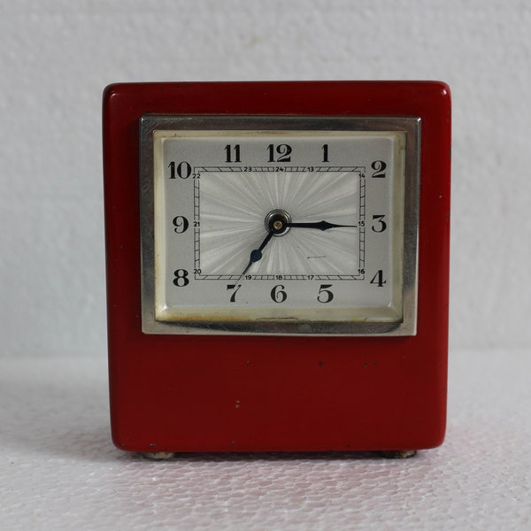 Art Deco - Bauhaus Red Clock HKS With Cashbox / German Clock