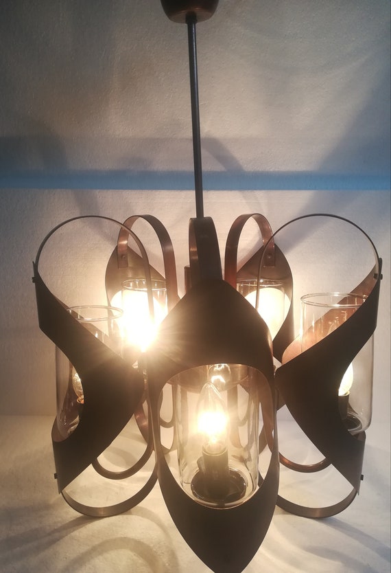 Vintage Pendant Chandelier Mid Century Modern Ceiling Light 70s Yugoslavia