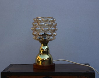 Vintage Bedside Bubble Glass Lamp / Mid Century Modern Bedside Lamp / Vintage Table Or Desk Lamp / 1970s