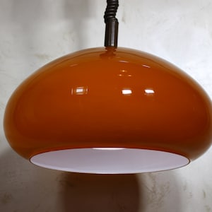 Mid Century Brown Opaline Pendant Light / MCM Ceiling Light / Space Age Light /Vintage Brown Glass Pendant From Yugoslavia/Retro Light/1970s