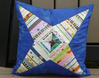 Selvage Star Pillow, 14" x 14" pillow, Cotton pillow, Decorator pillow, couch pillow, blue star pillow, blue bed pillow, free shipping!!