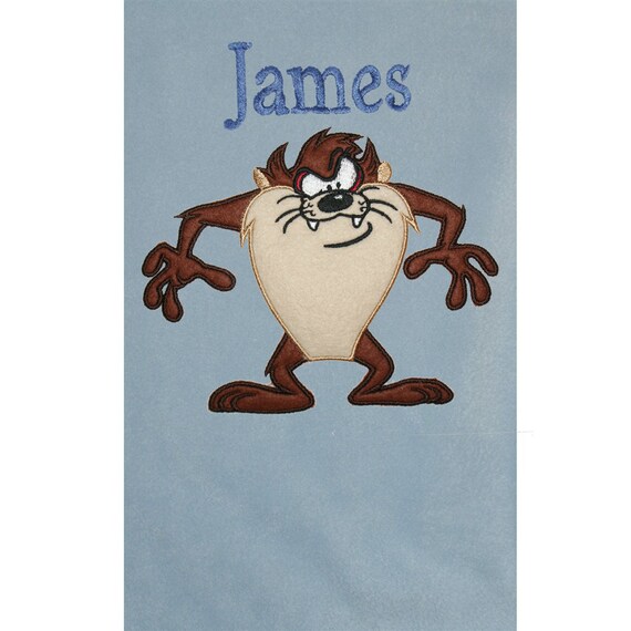 Taz Tasmanian Devil Personalised /& Applique Super Soft Fleece Baby Blanket