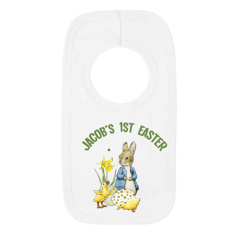 Peter Rabbit Carrot Patch Personalised Baby BIB Printed with Name