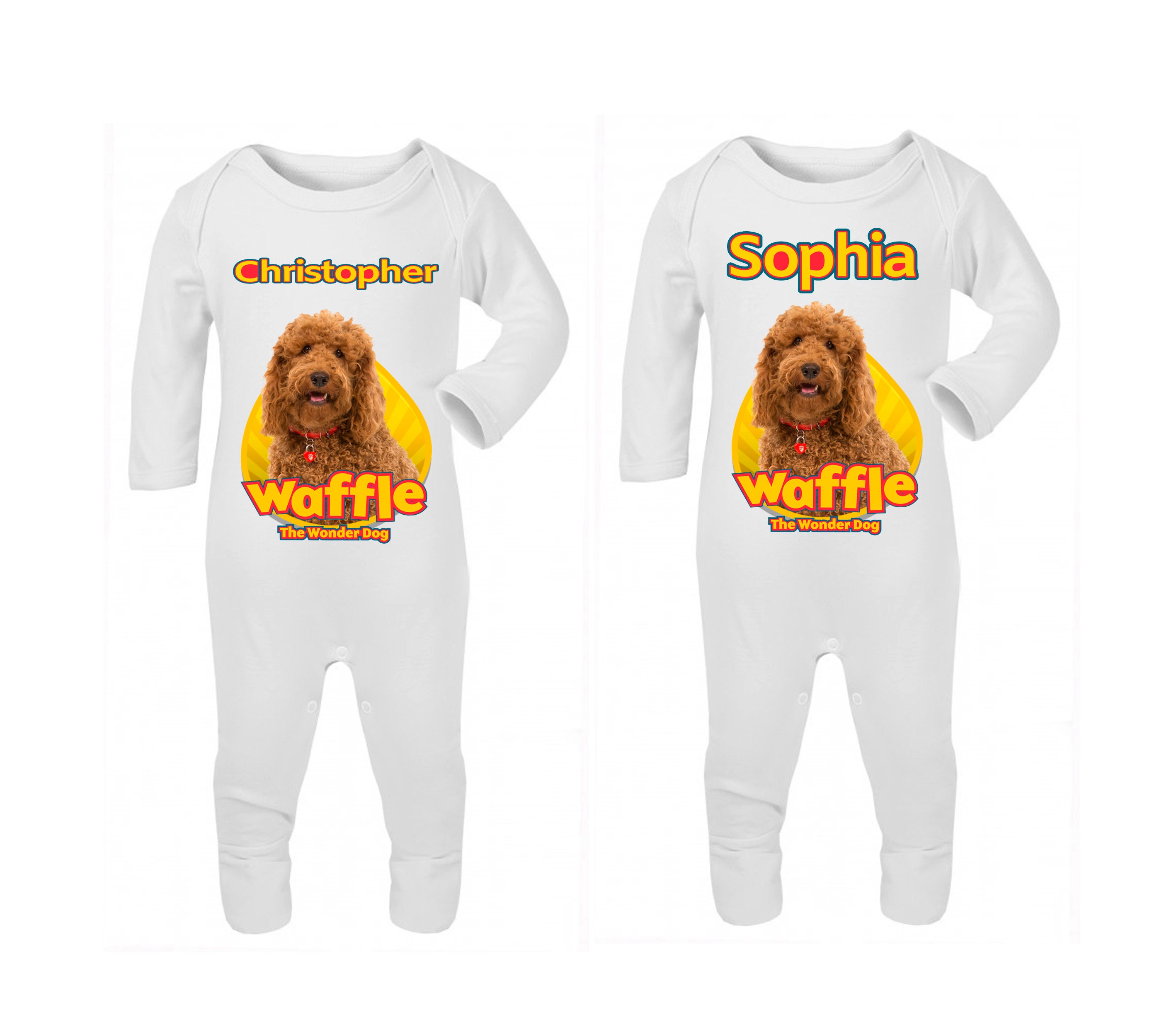 Waffle The Wonder Dog 2 Long Sleeve Baby Grow Sleepsuit Etsy