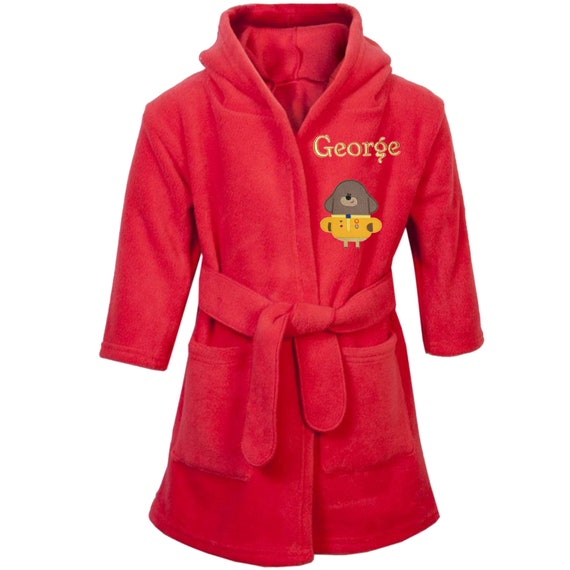 personalised fluffy dressing gown with hood