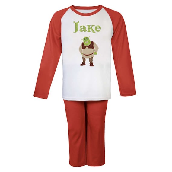 Shrek Red White Personalised Pyjama Set Embroidered With The Etsy
