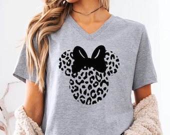 Minnie Leopard UNISEX V-Neck Shirt, Minnie Leopard Shirt, Disney Inspired Shirt