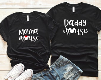 Mama Mouse and Daddy Mouse UNISEX Couples Matching Shirts, Mama Mouse Shirt, Daddy Mouse Shirt, Mini Mouse Shirt, Family Disney Shirts