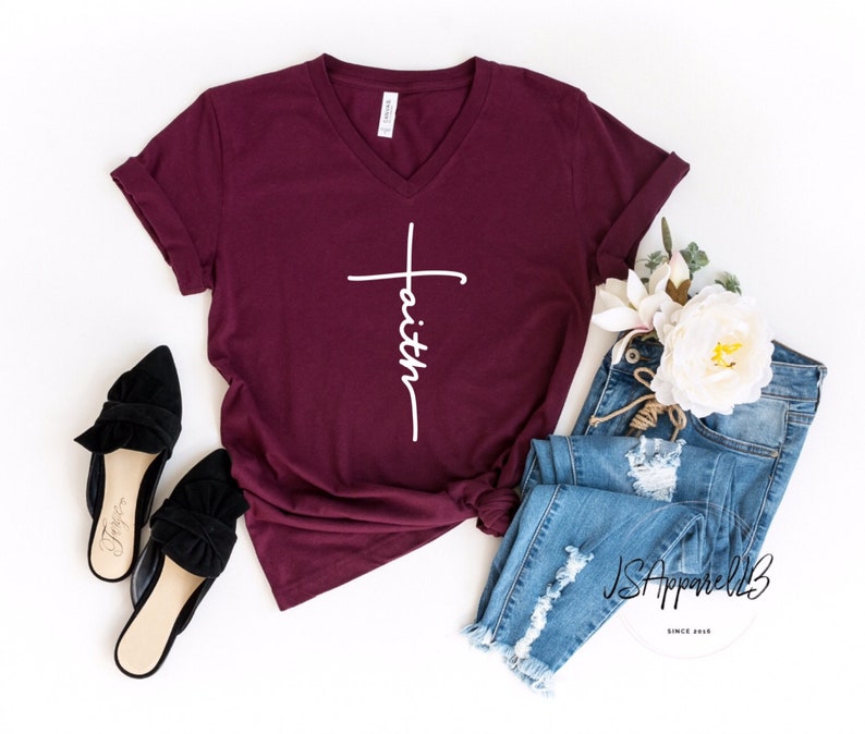 Faith UNISEX V-neck Shirt Spiritual Shirt Christian Shirt - Etsy