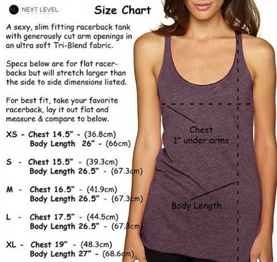 Next Level 6733 Ladies Triblend Racerback Tank Size Chart