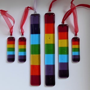 Fused glass rainbow suncatcher. Rainbow glass hanging. Rainbow card. Glass rainbow of hope. Hanging glass rainbow. LGBTQ gay pride gift. image 4