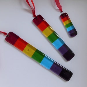 Fused glass rainbow suncatcher. Rainbow glass hanging. Rainbow card. Glass rainbow of hope. Hanging glass rainbow. LGBTQ gay pride gift. image 2