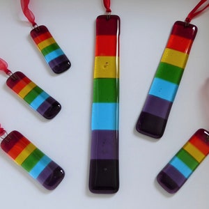 Fused glass rainbow suncatcher. Rainbow glass hanging. Rainbow card. Glass rainbow of hope. Hanging glass rainbow. LGBTQ gay pride gift. image 3