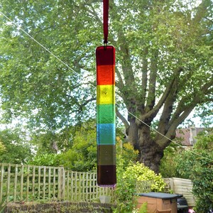 Fused glass rainbow suncatcher. Rainbow glass hanging. Rainbow card. Glass rainbow of hope. Hanging glass rainbow. LGBTQ gay pride gift. image 8