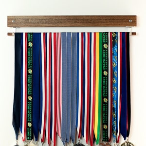 Medal Wood Wall Holder  *Custom Color & Length* / Medal Organizer Ribbon Display Holder Rack Bar Awards Sports Running Dance